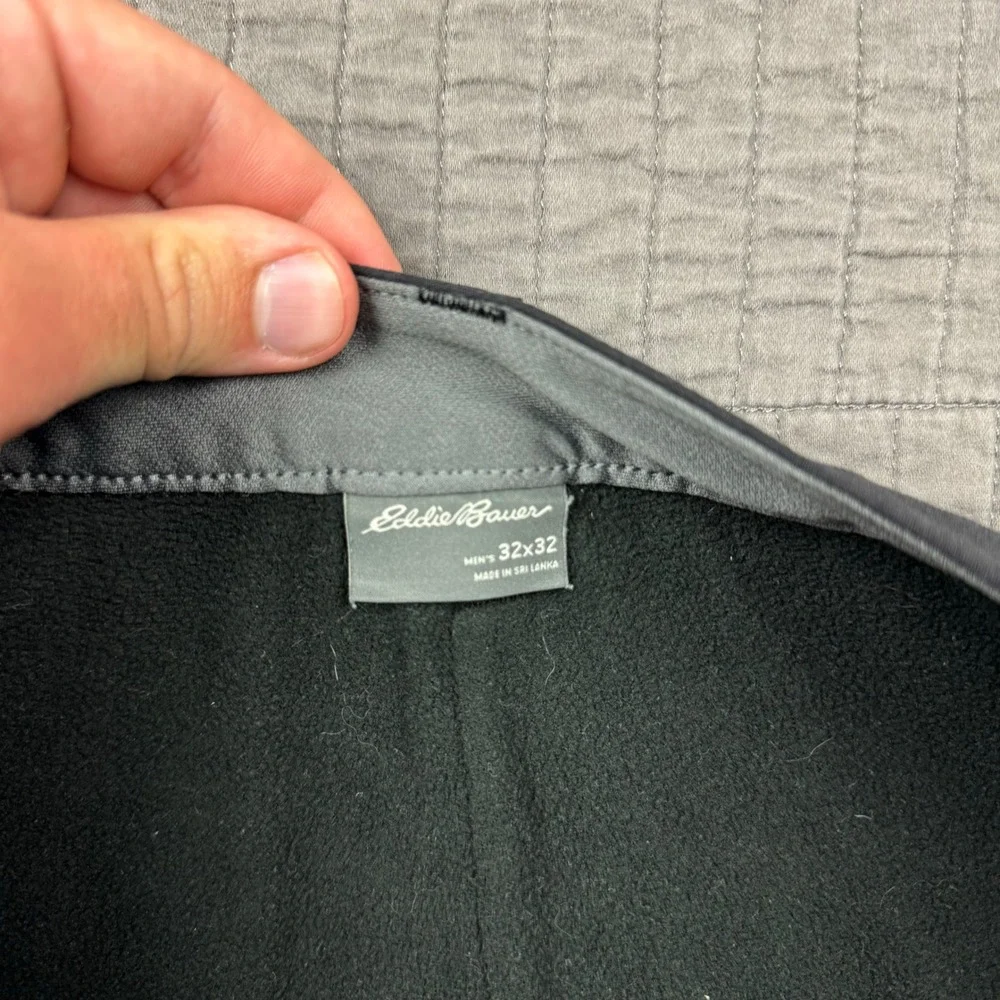 Eddie Bauer Fleece Lined‎ Tech Pants Men 32x32 (31x31) Black Outdoors Nylon